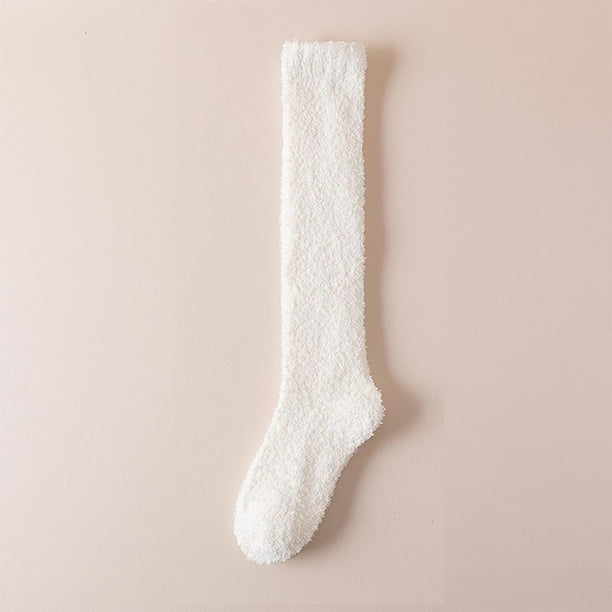 Calcetines de mujer con caña sólida, gruesos, para dormir en casa, cálidos, de dacrón