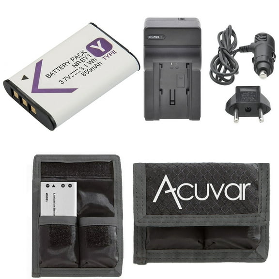 NP-BY1 Li-Ion Battery   Car/Home Charger for Sony DSLR Cameras   Acuvar Battery Pouch