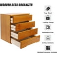 thumbnail image 4 of Vintage 4-Drawer Wooden Desk Organizer - Stackable Craft Storage Drawers with Lock - Rustic Desk Storage Box with Drawers - Multilevel Apothecary Cabinet （Wood Yellow）, 4 of 9