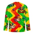 thumbnail image 3 of Ceisia Men's All-Over Mardi Gras Print T-Shirt | Slim Long-Sleeve Crewneck Winter Festive Top Gift, 3 of 5