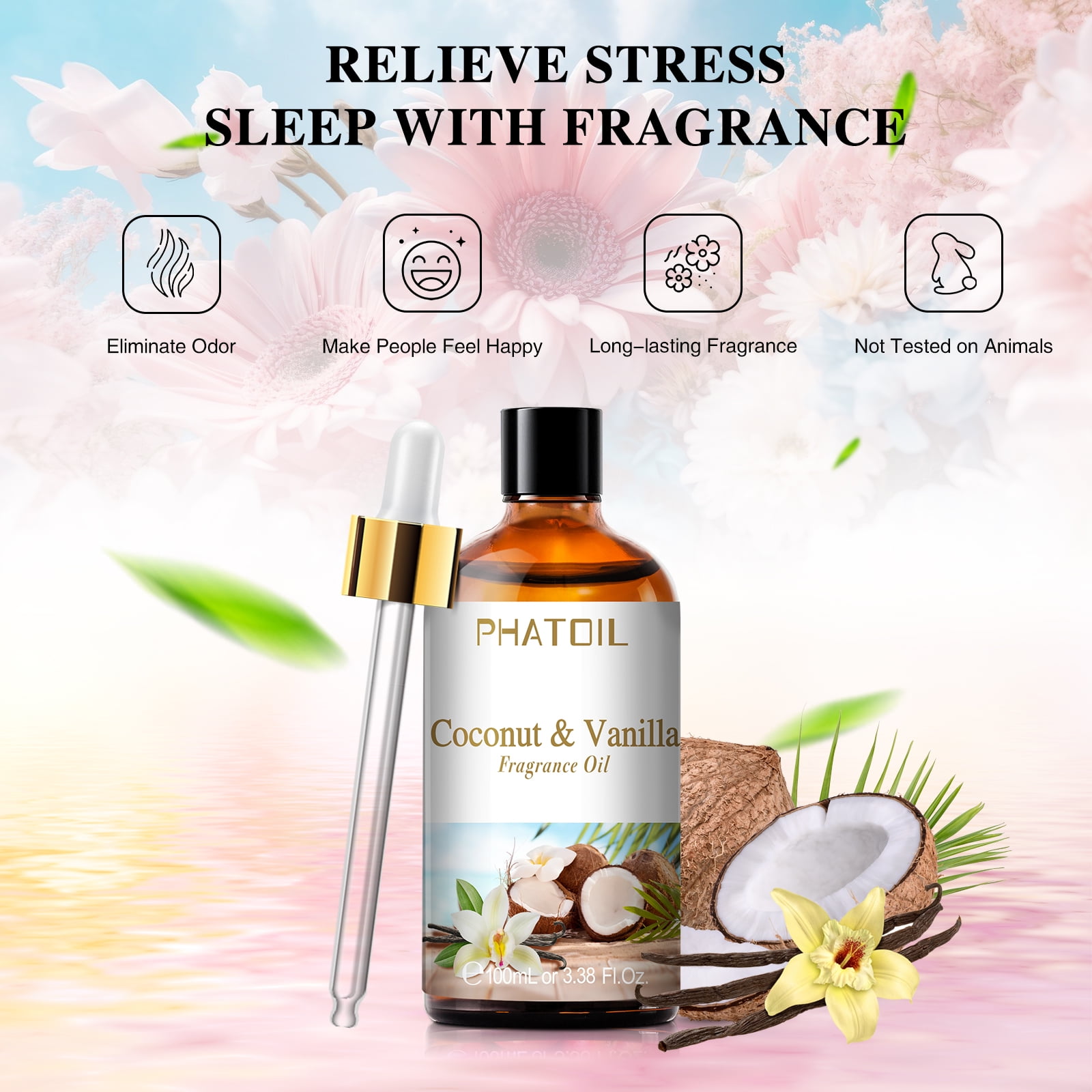 CONLEY Coconut Vanilla Essential Oil, 100% Pure Diffuser Oil Coconut Vanilla  Oil for Diffuser, Massage, Skin Care, Yoga, Sleep - 10ML 