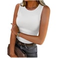 thumbnail image 4 of Sleeveless Crew Neck Women Slim Fit Ribbed Tank Tops Camisole, 4 of 6
