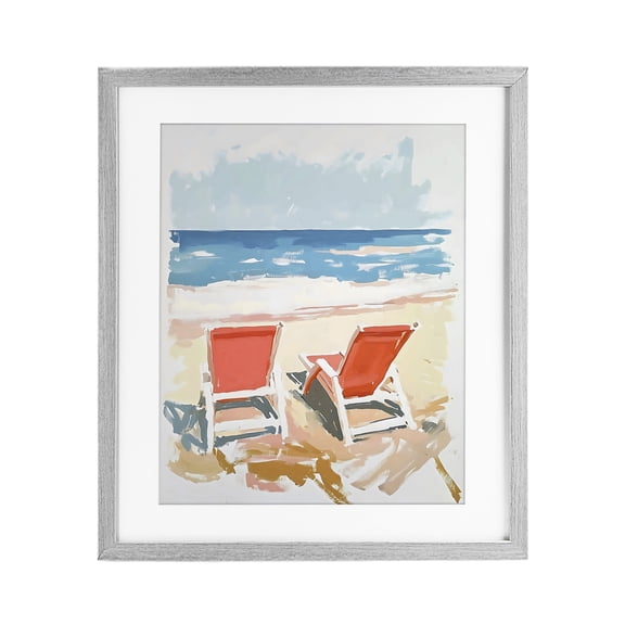 Stupell Industries Tropical Two Sunlit Beach Chairs Gray Framed Print Under Glass, 13 x 16, by The Prints Vibe
