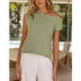 thumbnail image 2 of PUWEI Women's Off Shoulder Sweater Ribbed Knit Top Short Sleeve Pullover Blouse, 2 of 7