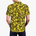 thumbnail image 3 of Balery Yellow Butterflies Printed Men’s Short Sleeve Polo Shirt, Midweight Men's Shirt,Golf Polo shirts -Medium, 3 of 8