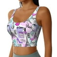 thumbnail image 2 of Goofa Eiffel Tower and Hearts Printed Sports Bras for Women, High Impact Running Bra Workout Crop Tank Tops Longline Sports Bra Push up-Medium, 2 of 9