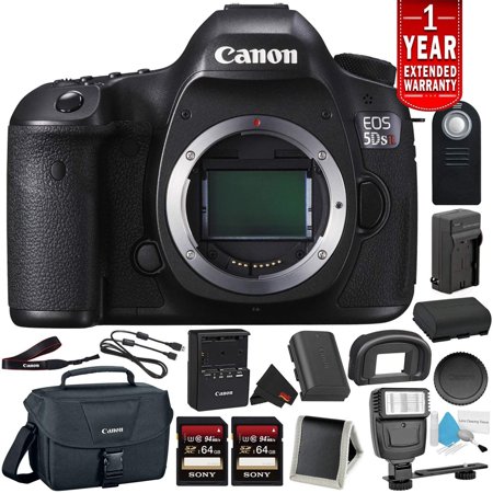 Canon EOS 5DS R Digital SLR Camera 0582C002 (Body Only) - Bundle with 32GB Memory Card + Spare Battery + Digital Slave Flash with 1 Year Extended Warranty