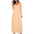 thumbnail image 1 of Yuyuzo Robe Maxi pour Femmes Manches Longues Décontractée Robe de Maison Couleur Unie Col Rond Basique Confortable, 1 of 6