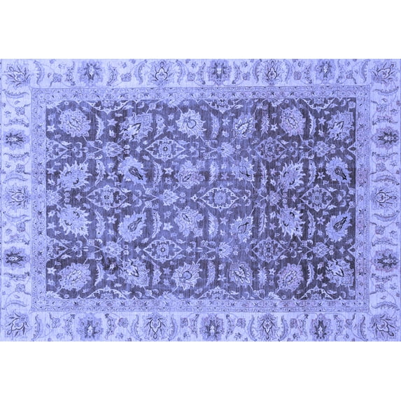 Ahgly Company Machine Washable Indoor Rectangle Oriental Blue Traditional Area Rugs, 7' x 9'