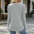 thumbnail image 6 of Ashyfjp Sweaters for Women Casual Solid Color Long Sleeve Crew Neck Puff Shoulder Ribbed Knit Top, Size (S-XXL), 6 of 7