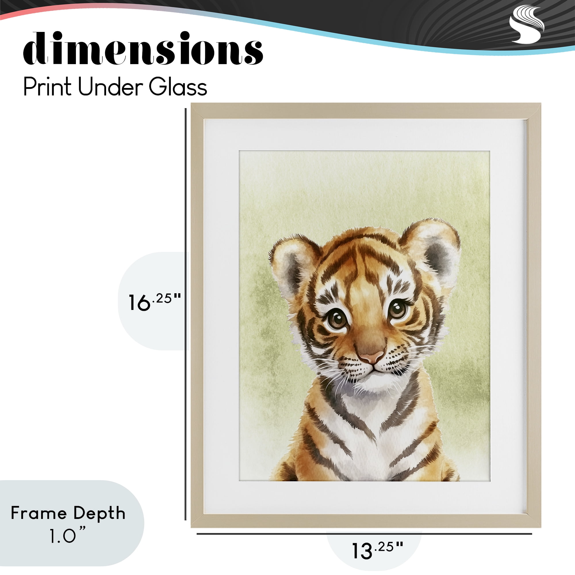 Stupell Industries Jungle Friends Baby Tiger Birch Framed Print Under Glass, design by Christine Simpson Art