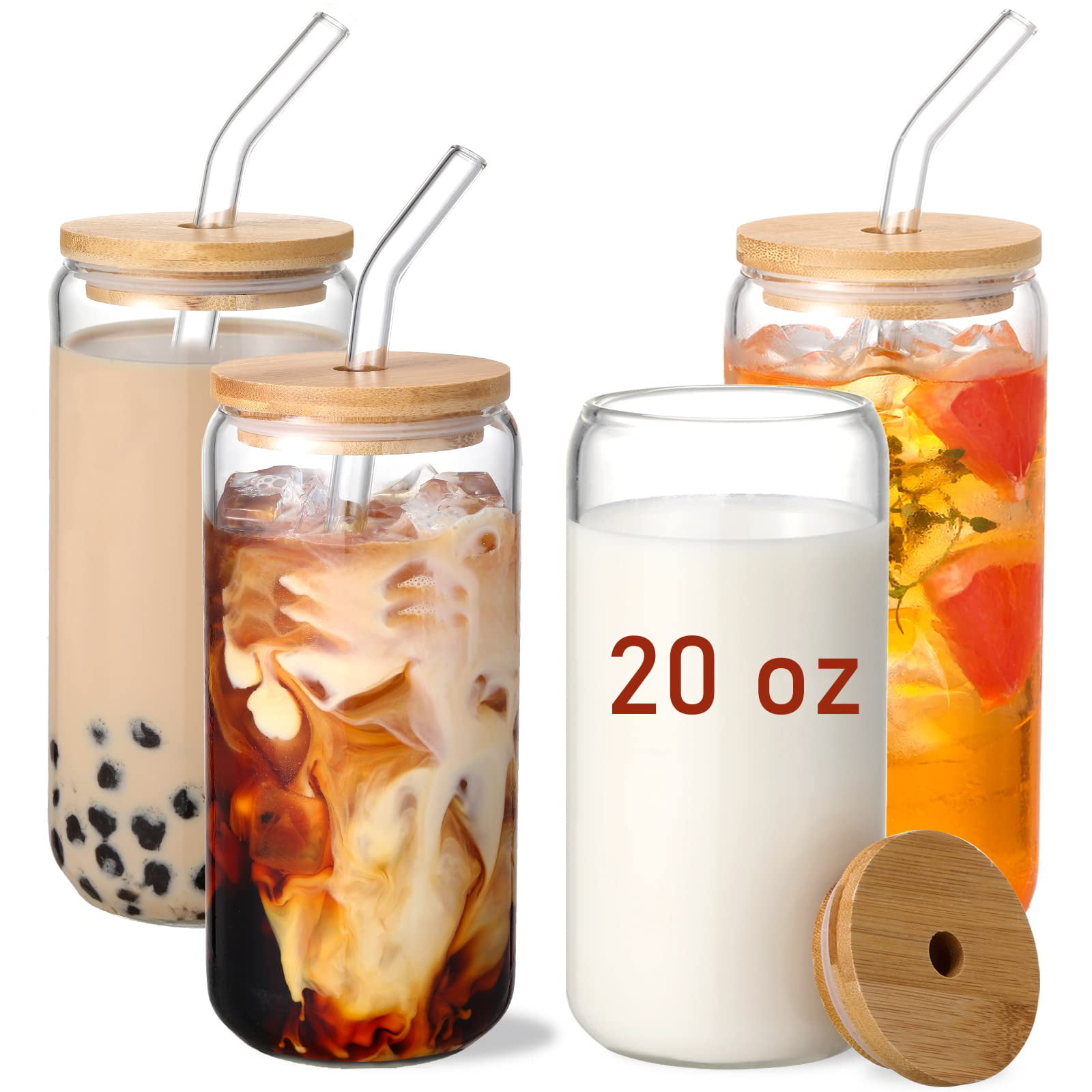 MMonDod 8 Pack Glass Cups with Lids and Straws,Iced Coffee Cup,Glass Beer  Cups with Bamboo Lids and …See more MMonDod 8 Pack Glass Cups with Lids and
