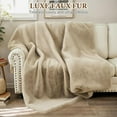 thumbnail image 2 of SHANNA Luxury Soft Throw Blanket, Thick Faux Fur 800GSM Fluffy Blankets for Couch, Sofa, Bed, Cozy Warm Throw Blanket for All Seasons,Khaki,63''x79'', 2 of 7