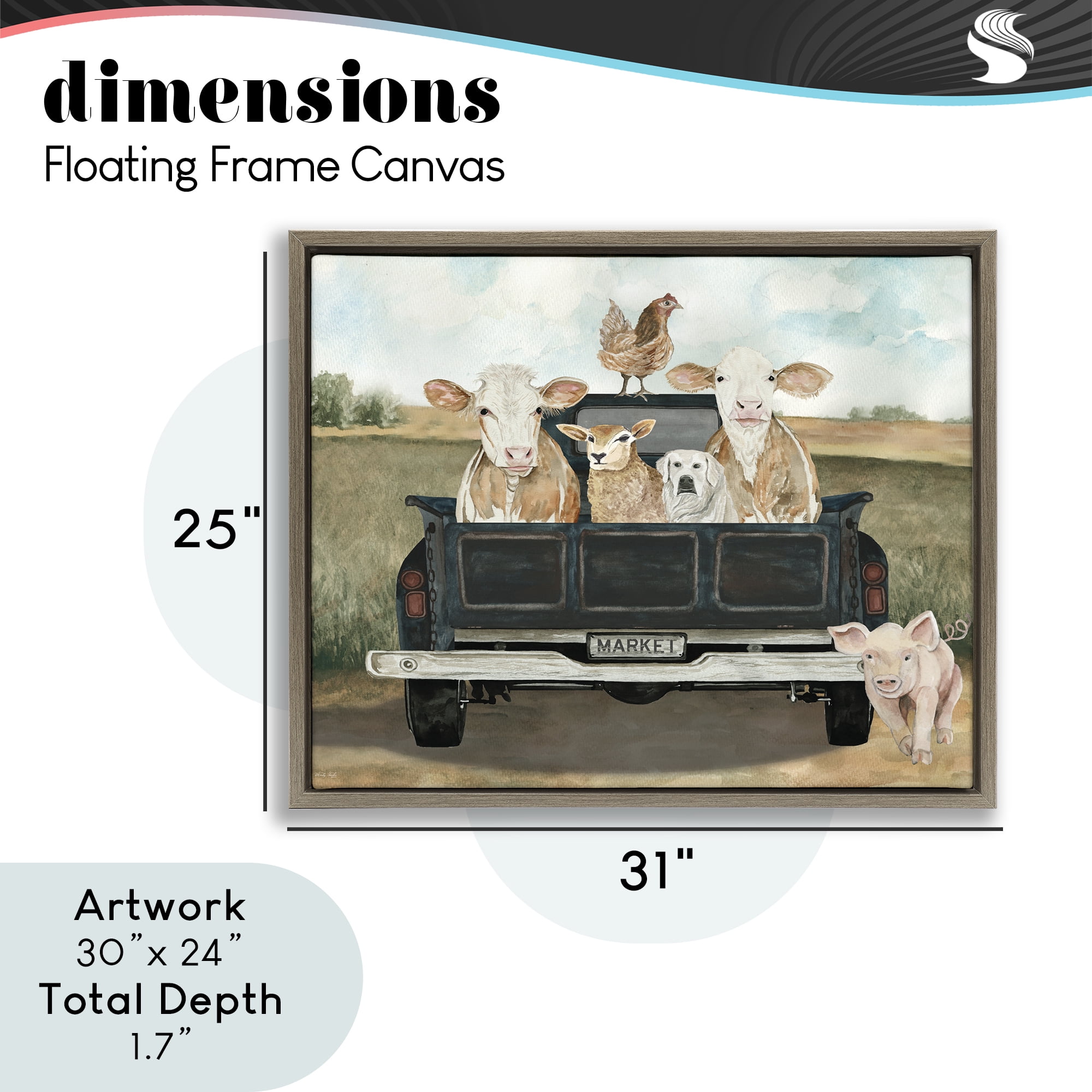 Stupell Industries Ready For A Farm Ride Brown Framed Floater Canvas Wall Art, design by Cindy Jacobs