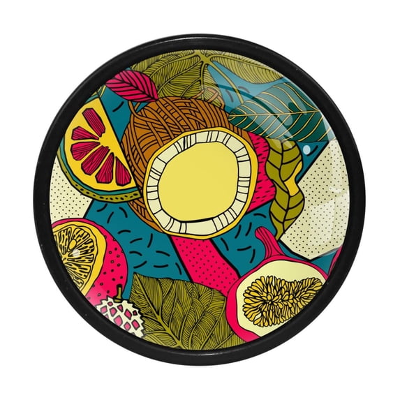 4 Pcs Tropical Flowers Fruits Knobs for Kitchen Cabinet Cupboard Dresser Bookcase Drawer Pulls Handles Round Home Decor