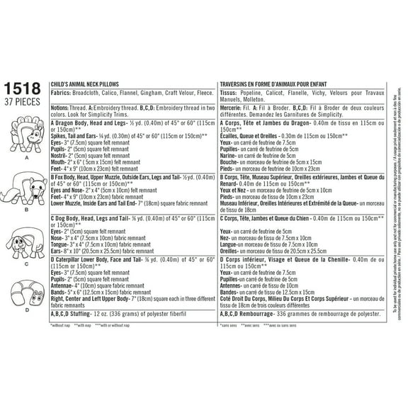 Simplicity One Size Pattern, 1 Each