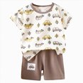 thumbnail image 4 of KPOPLK Baby Toddler Boy Clothes 2 Piece Outfits Short Sleeve Cartoon T-Shirt Top & Casual Shorts Summer Set(2-3 Years,Brown), 4 of 4