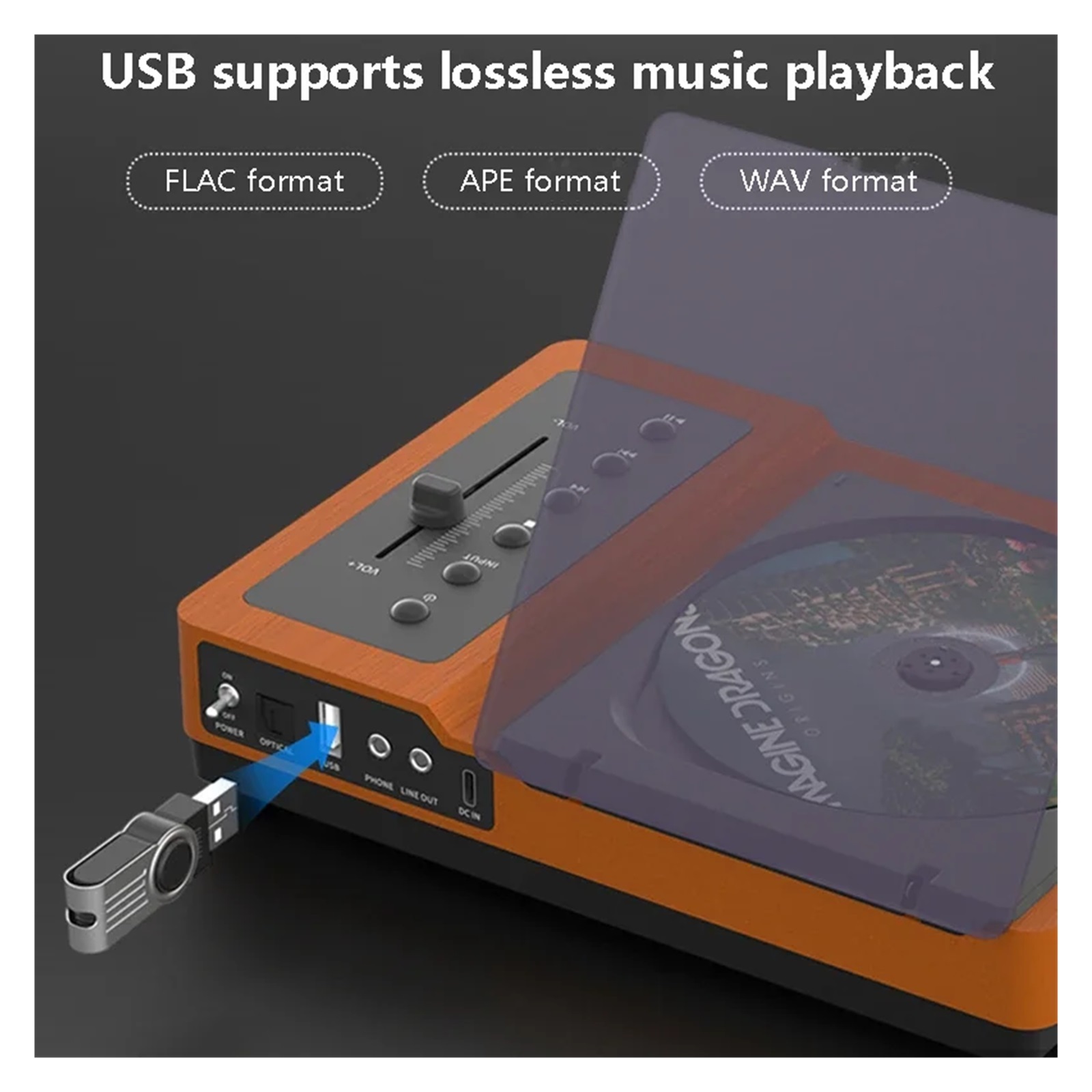 Vintage HIFI CD Player Bluetooth 5.2 High and Bass Adjustable Portable CD Audio Player