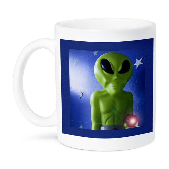 3dRose, Green alien with ray, Roswell, New Mexico - US32 JMR0111 - Julien McRoberts, 15oz Mug