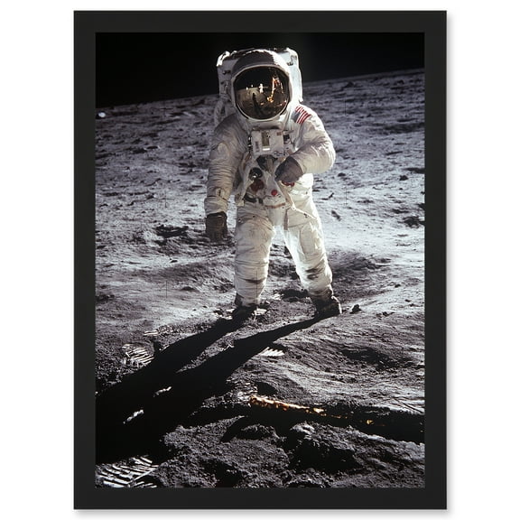 Apollo 11 Astronaut Aldrin Armstrong 50th Anniversary Moon Landing A4 Artwork Framed Wall Art Print