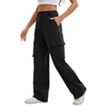 thumbnail image 2 of Pantalones cargo Gracyoga 2025 para mujer de cintura alta, color negro, 2 of 6