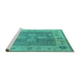 thumbnail image 2 of Ahgly Company Machine Washable Indoor Round Oriental Turquoise Blue Traditional Area Rugs, 6' Round, 2 of 4