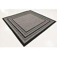 thumbnail image 2 of Unique Loom Outdoor Collection Transitional Indoor & Outdoor Casual Solid Tonal Border Area Rug, 6' Square, Gray/Black, 2 of 6