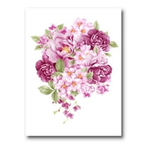 Designart ' Bouquet Of Pink Retro Flowers ' Traditional Canvas Wall Art Print