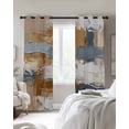 thumbnail image 4 of Brown Blue Abstract Kitchen Curtains Ombre Vintage Oil Painting Modern Art Cafe Short Curtains for Bathroom Blackout Window Curtain Small Window Treatment Drapes for Bedroom Living Room 52"x45"x2, 4 of 9