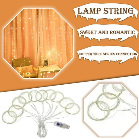 

Bzoosio Curtain Light Hanging Curtain Light Remote Control USB Powered Light