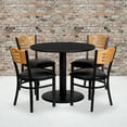 thumbnail image 2 of Flash Furniture 36'' Round Black Laminate Table Set with 4 Wood Slat Back Metal Chairs - Black Vinyl Seat, 2 of 3
