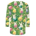 thumbnail image 5 of Cavosen Happy Easter Womens Casual Tops 3/4 Sleeves Summer Bunny Eggs Print Pullover Blouse Crewneck Festival Shirts Vacation Holiday Tee Shirts Loose Dressy Stylish T Shirts M, 5 of 5