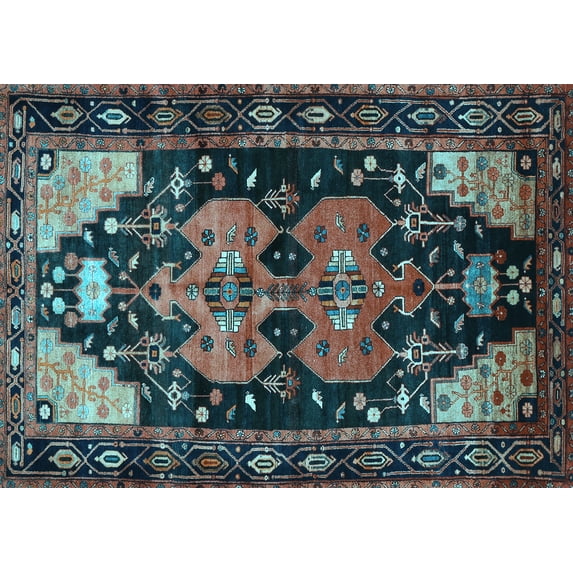 Ahgly Company Indoor Rectangle Persian Light Blue Traditional Area Rugs, 3' x 5'