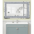 "Large Decorative Wall Mirror with Crushed Diamond Vanity, Rectangle