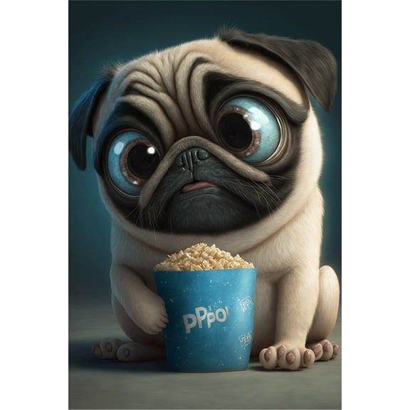 24x36 gallery poster, Cartoon Pug p1