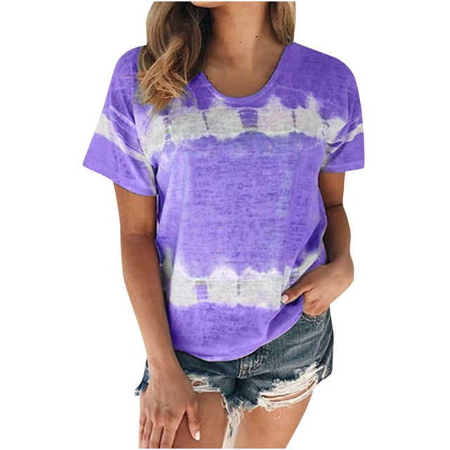 Tops Para Mujer Elegante Casual Tallas Grandes Blusas Camisas Estampado de Moda Camiseta de Manga Corta Cuello Redondo Odeerbi ODB154864
