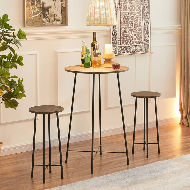 Small Bar Table and Chairs Round Bistro Sets with 2 barstools 3