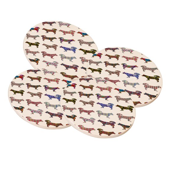 KuzmarK Sandstone Drink Coaster (set of 4) - Siberian Husky Dog