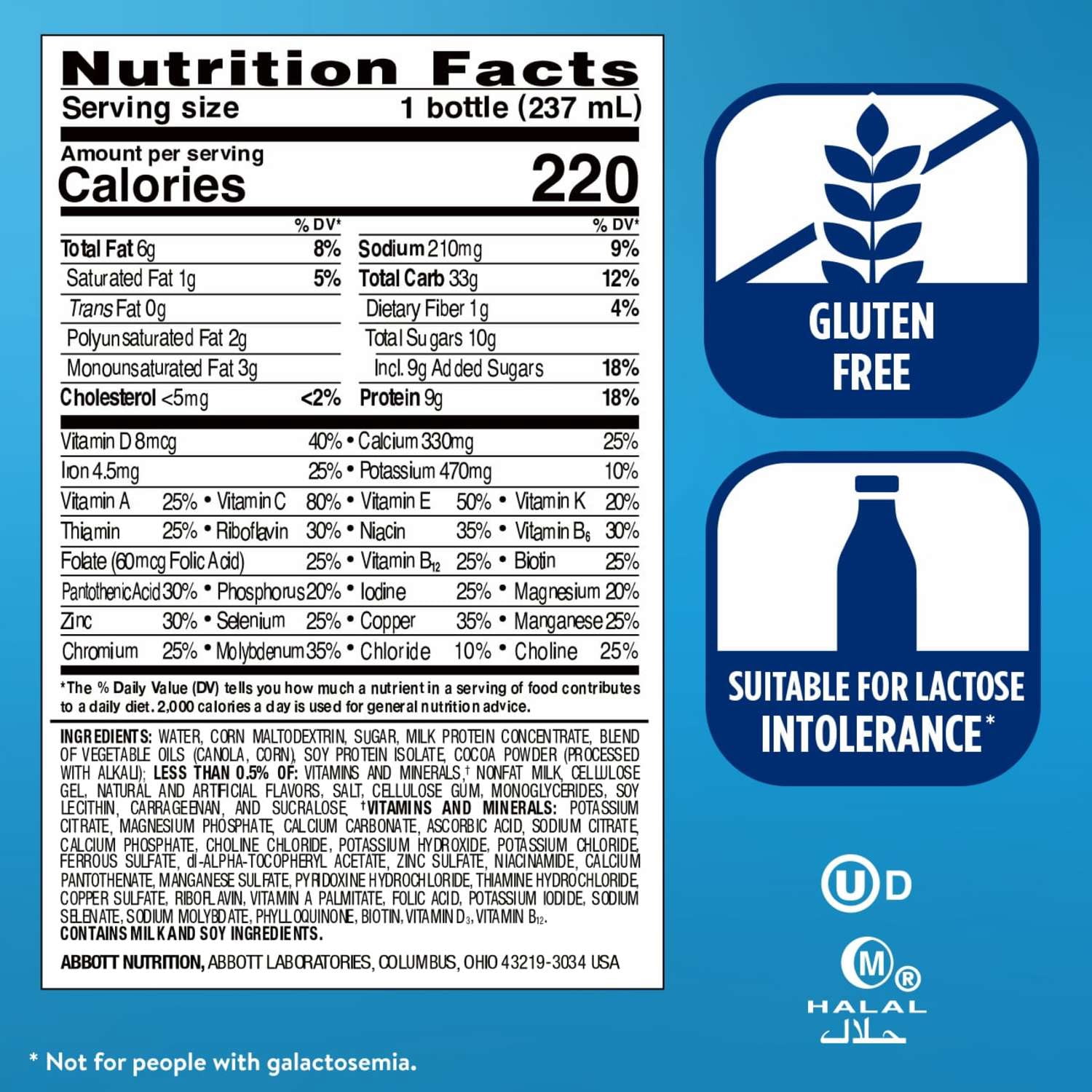 Ensure Original Nutrition Shake, 9g Protein, Milk Chocolate, 8 fl oz - 16 Pack