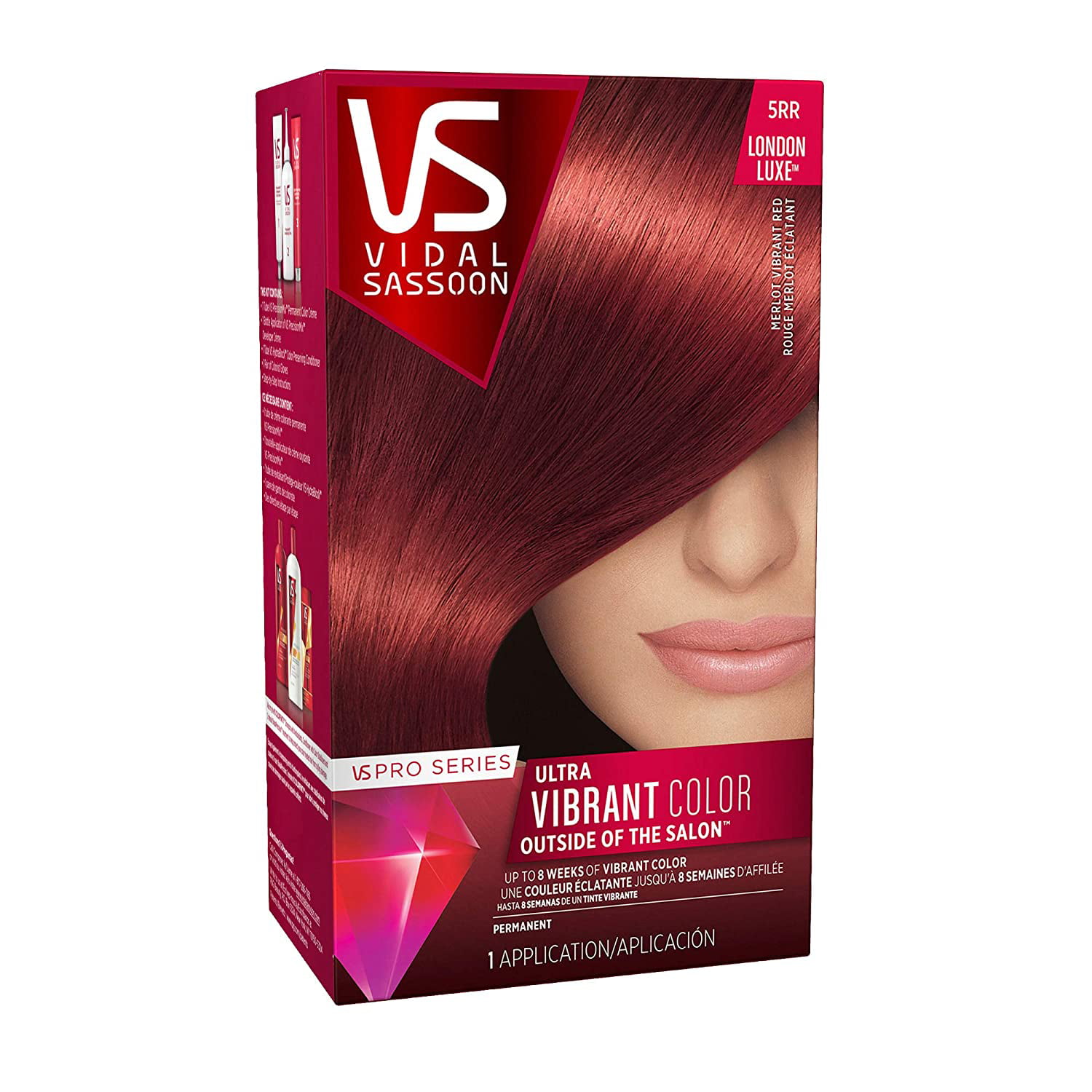 3 Pack Vidal Sassoon Pro Series Permanent Hair Dye, 5RR Medium Vibrant Red  Hair Color, 