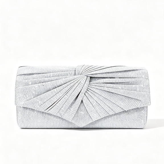 REMANLAND Women's Satin Evening Clutch Purse, Silver