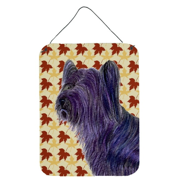 Skye Terrier Fall Leaves Portrait Wall or Door Hanging Prints
