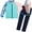 Blue, variant on Quaouag 3 Pcs Youth Girls Long Sleeve Rash Guard Swimsuit UPF 50 Pants Sunsuit with Sun Protection Hat Bathing Suits Blue 10,12,14,16,18