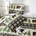 thumbnail image 5 of Green Essen Rustic Quilt Sets Queen/Full Size Lodge Bedding Set Reversible Microfiber Moose Bear Bedspread Plaid Coverlet Cabin Decor, 1 Quilt & 2 Pillow Shams, 5 of 6