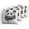 thumbnail image 5 of Ambesonne Animal Throw Pillow Cover 4 Pack, Watercolor Panda Bear, 18", Beige White and Black, 5 of 7