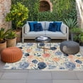 thumbnail image 2 of Colorful Flowers Outdoor Rug for Patio/Deck/Porch, Non-Slip Large Area Rug 3 x 5 Ft, Watercolor Retro Blue Pink Floral Indoor Outdoor Rugs Washable Area Rugs, Reversible Camping Rug Carpet Runner, 2 of 8