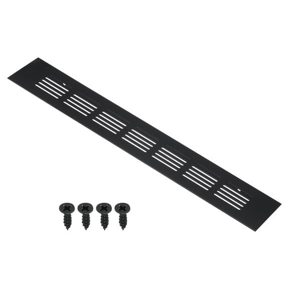 Uxcell 12"x2" Rectangle Air Vent Cover Door Grille Ventilation Cover Louvered with Screws for Cabinet Black