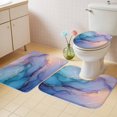 thumbnail image 4 of Pink Blue Marble Bathroom Rugs Set Abstract Marble Stone Texture Modern Style Non Slip Absorbent Soft Bath Mats 3 Piece Set with Bathroom Rug, U-Shaped Floor Mat, Toilet Seat Cover Small Size, 4 of 9