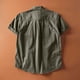 thumbnail image 4 of Blusa y camisa de manga corta con cuello vuelto para hombre, estilo informal, holgada, a la moda, con bolsillos y botones, para el trabajo, de poliéster., 4 of 6