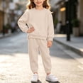 thumbnail image 3 of ITSAME Girls 2 Piece Outfits Crewneck Pullover Sweatshirt and Sweatpants Fall Winter Warm Cotton Clothes Set Beige Size 3T, 3 of 10